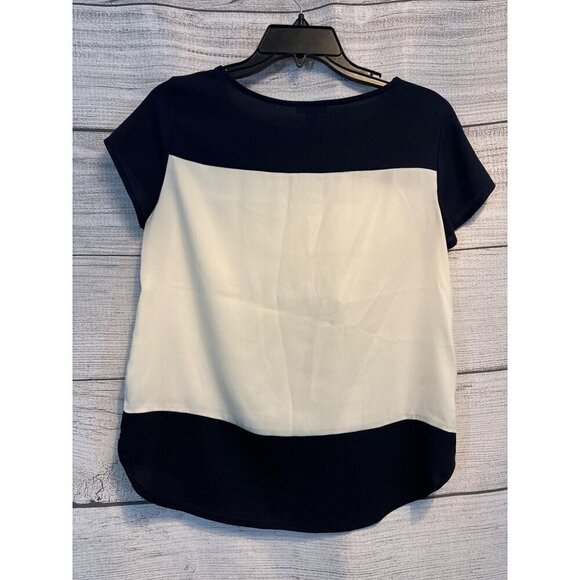 Ann Taylor XS Navy & White Colorblock Top XSP - Picture 3 of 3